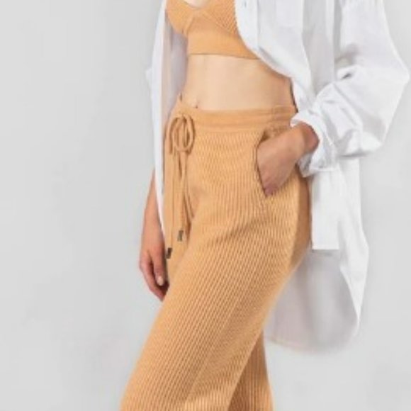 Jonathan Simkhai - Ribbed-knit track pants Butterscotch, XS - Picture 4 of 6